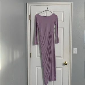 Lavendar Knit Stretch Faux Wrap Dress